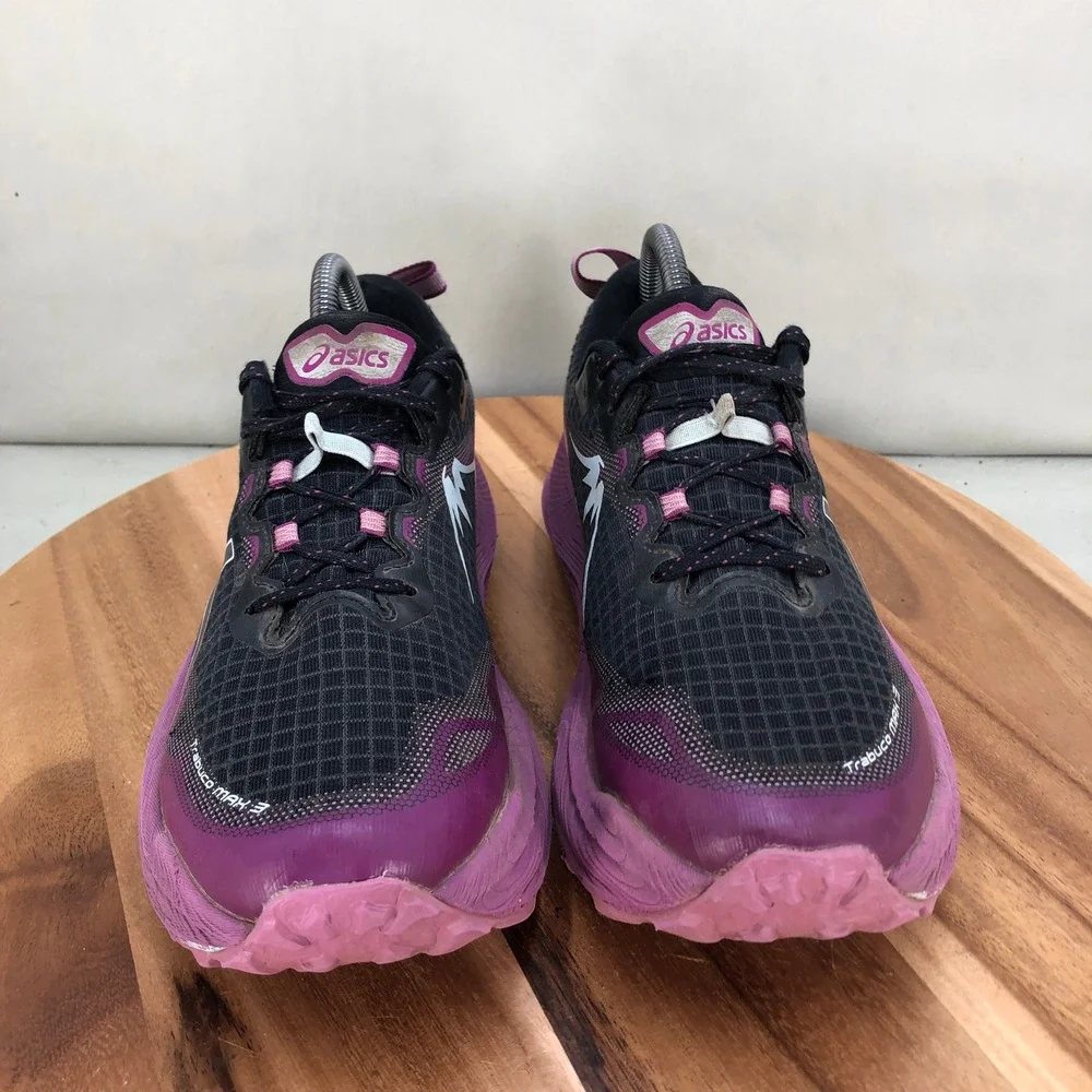 Asics Trabuco Max 3 Trail Running Shoes Womens 10 Black Purple 1012B606